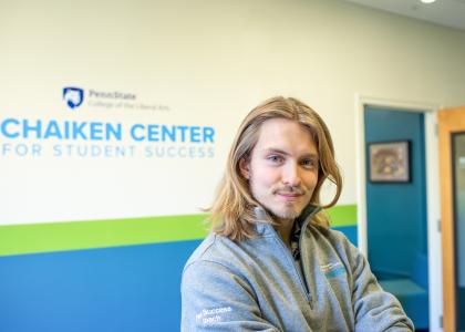 Victor Frolenko in the Chaiken Center for Student Success in Sparks Building at Penn State University Park