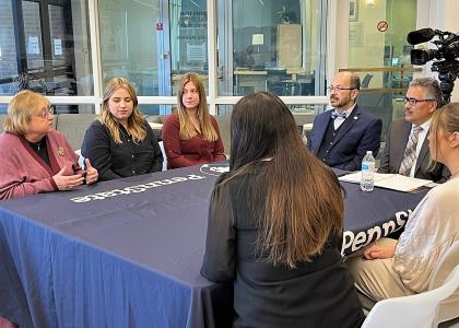 Faculty and students participate in a roundtable discussion at Penn State Scranton with Aging Secretary Robert Torres