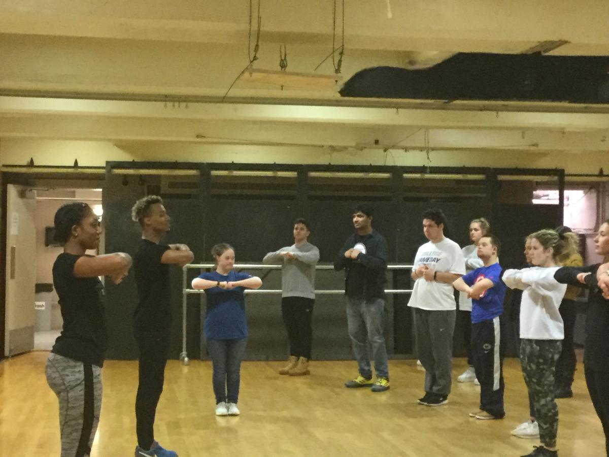 =Students participate in a Master Class with Step Afrika!